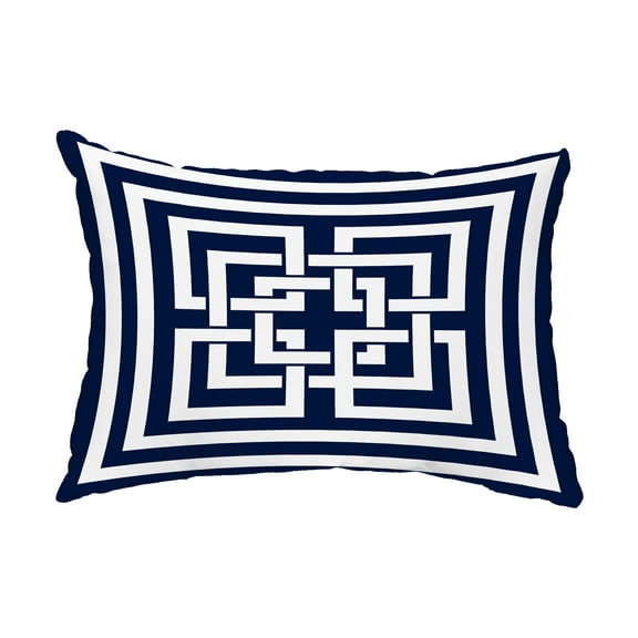 Simply Daisy, 14" x 20" Greek New Key Navy Abstract Decorative Outdoor Pillow