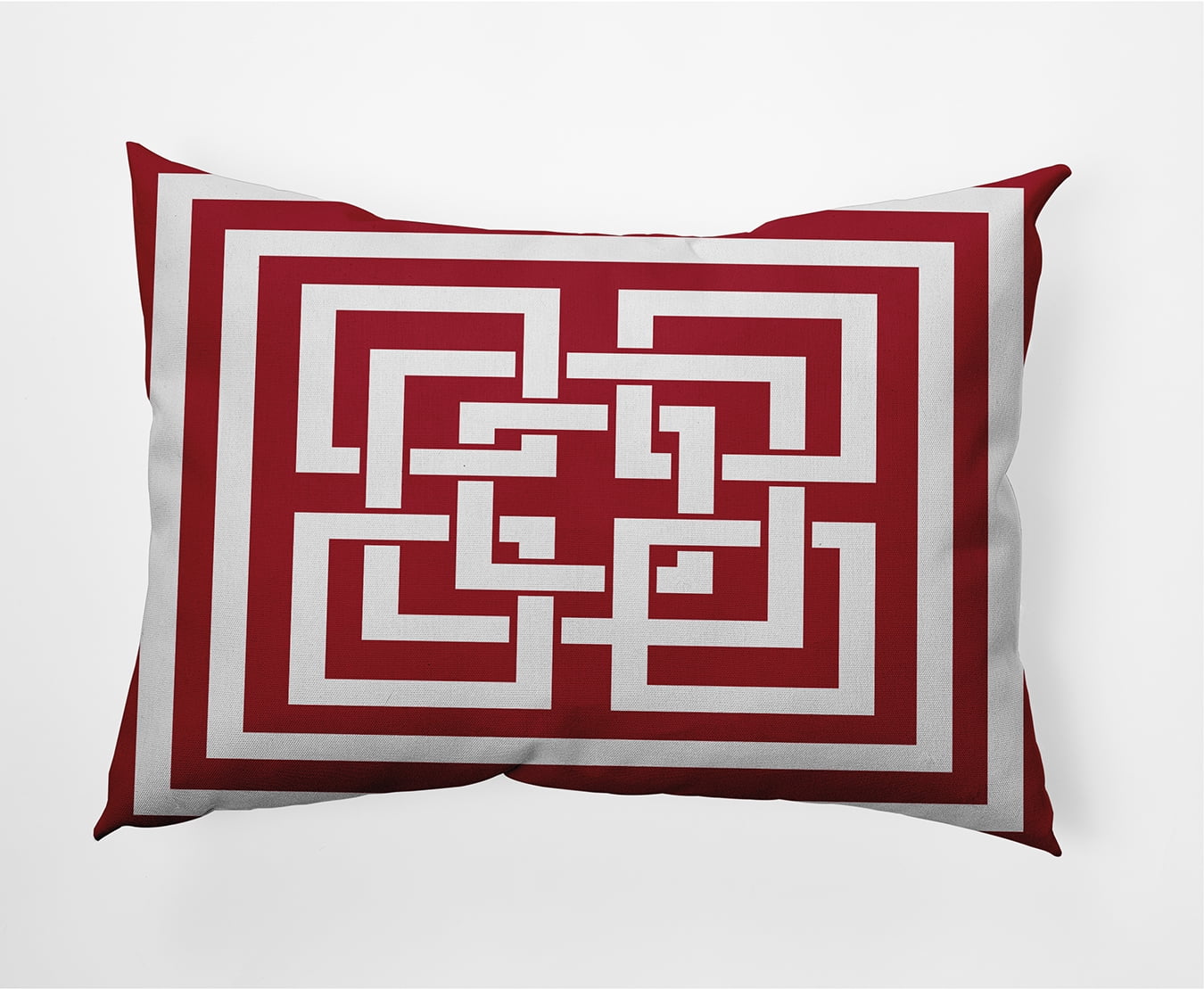 Simply Daisy, 14" x 20" Greek New Key Red Abstract Decorative Outdoor Pillow
