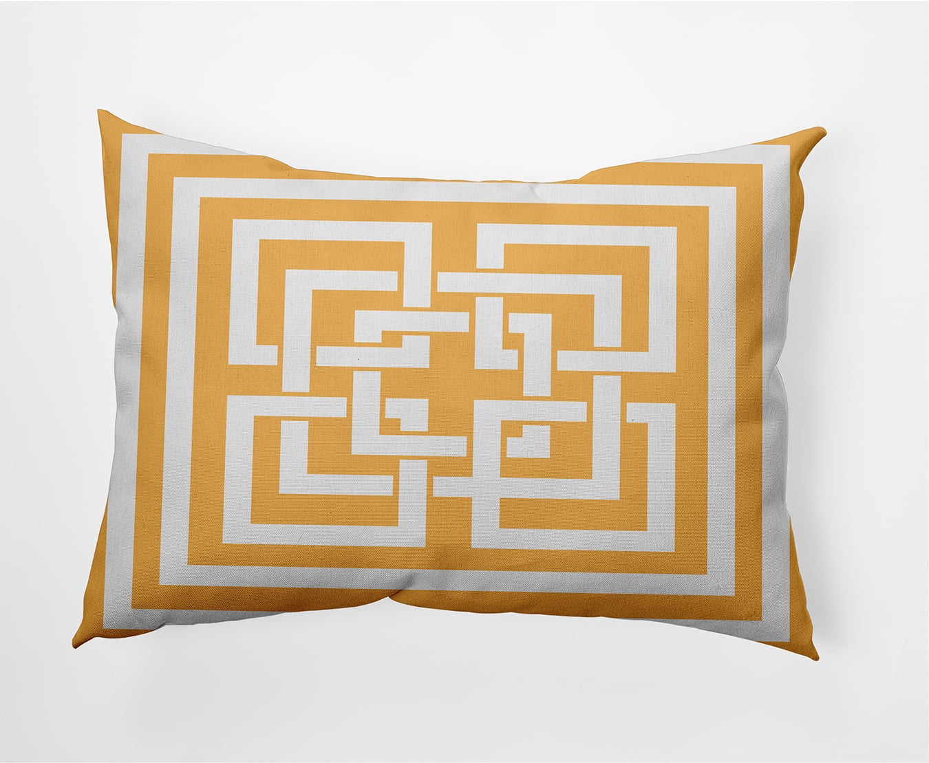 Simply Daisy, 14" x 20" Greek New Key Yellow Abstract Decorative Outdoor Pillow