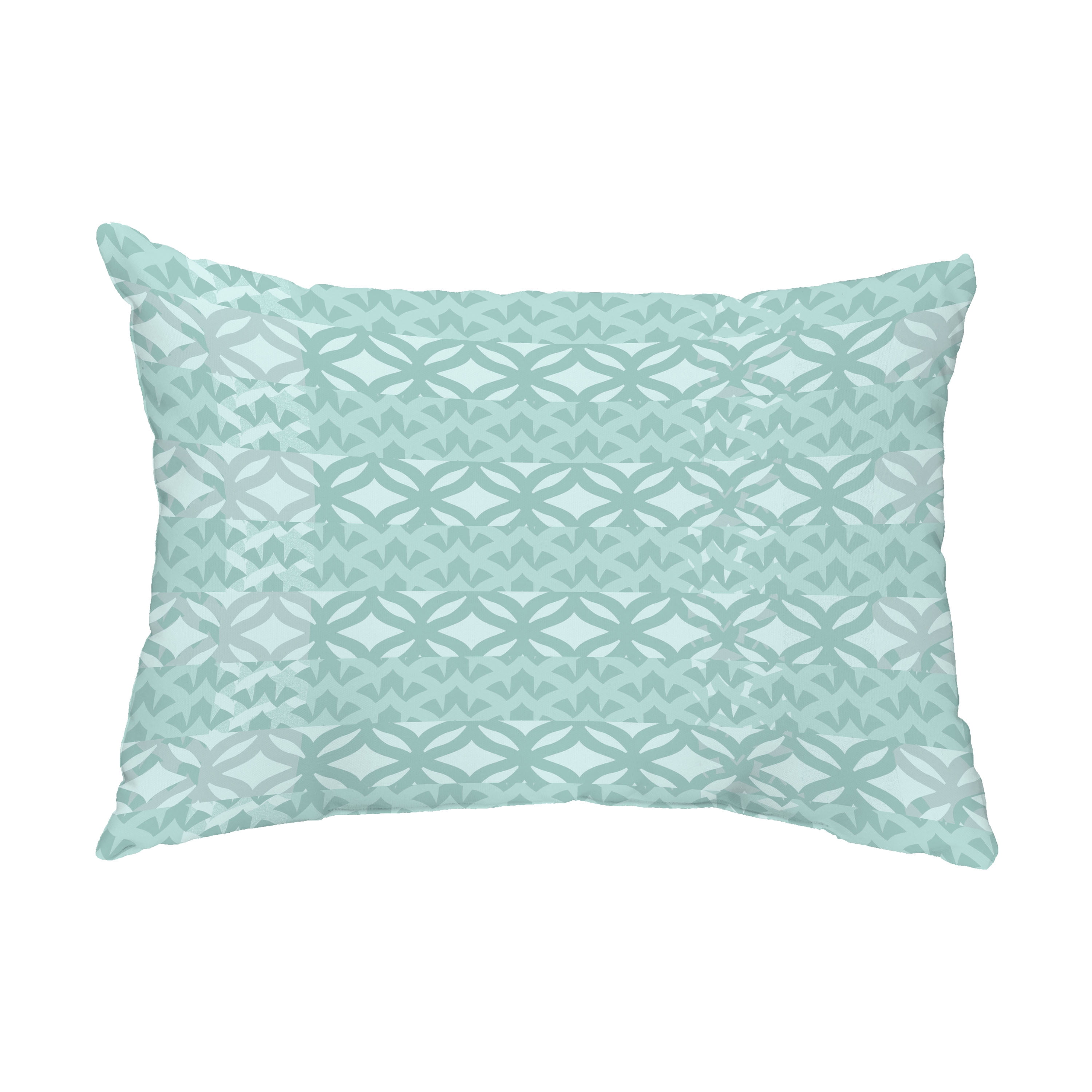 Simply Daisy, 14" x 20" Greeko Simple Aqua Abstract Decorative Outdoor Pillow