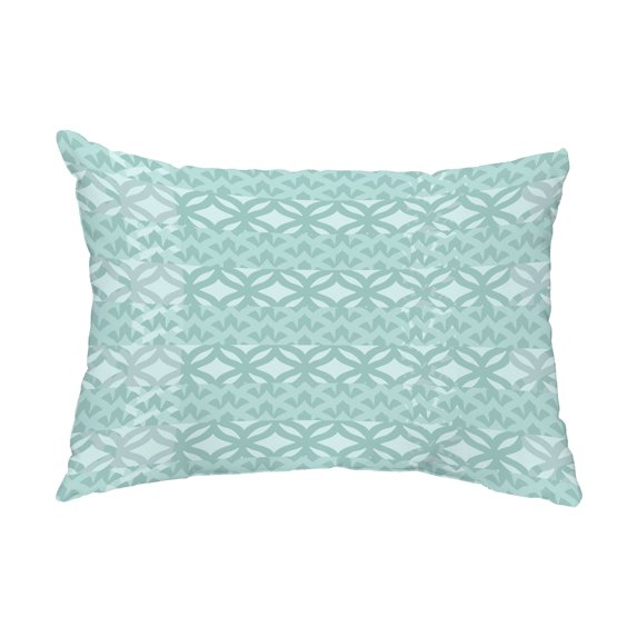 Simply Daisy, 14" x 20" Greeko Simple Aqua Abstract Decorative Outdoor Pillow
