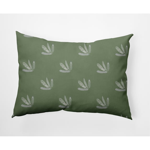 Simply Daisy 14" x 20" Green Polyester Decorative Lumbar Pillow