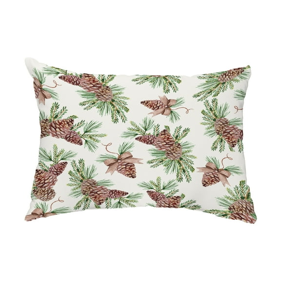 Simply Daisy, 14" x 20" Greenery Off White Holiday Print Decorative Outdoor Throw Pillow