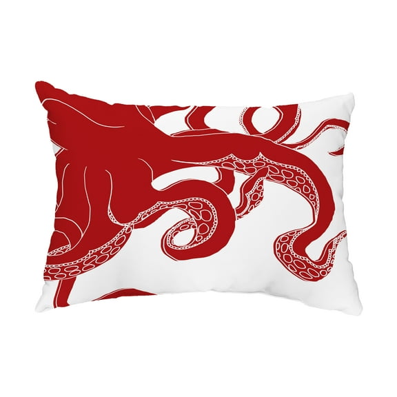 Simply Daisy, 14" x 20" Gus Red Coastal Decorative Outdoor Pillow