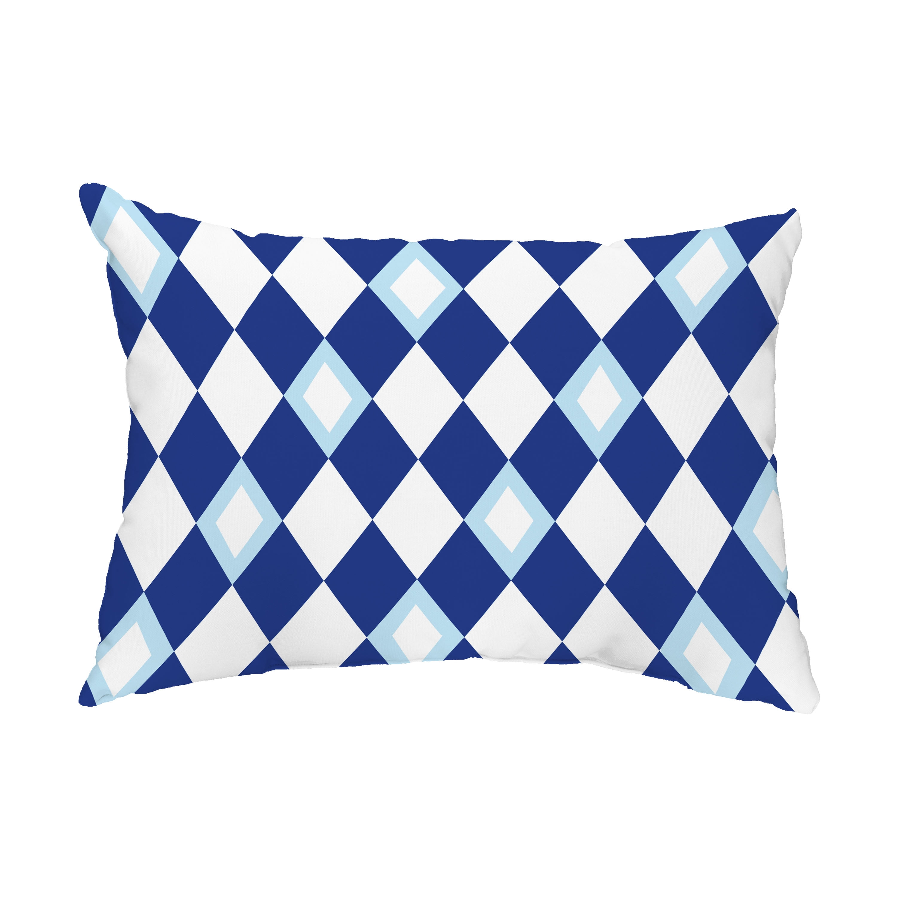 Simply Daisy, 14" x 20" Harlequin Royal Blue Abstract Decorative Outdoor Pillow