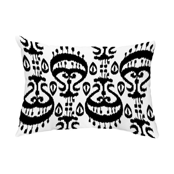 Simply Daisy, 14" x 20" Ikat Black Decorative Ikat Outdoor Throw Pillow