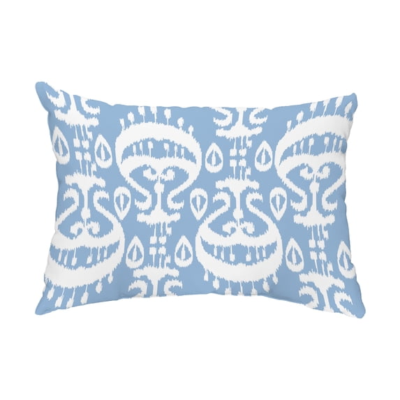Simply Daisy, 14" x 20" Ikat Blue Decorative Ikat Outdoor Throw Pillow