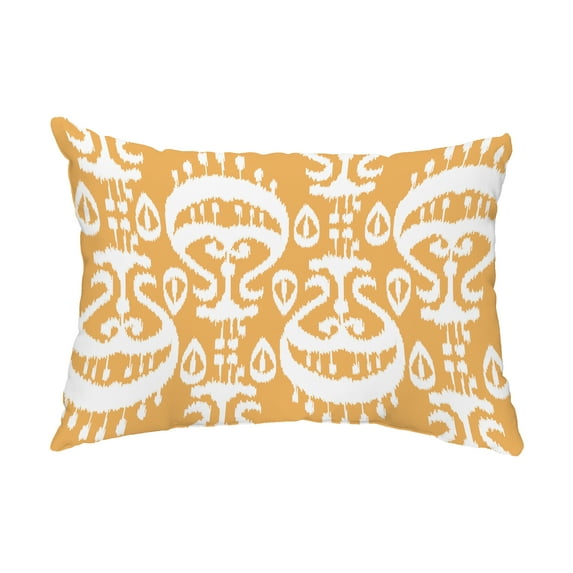 Simply Daisy, 14" x 20" Ikat Gold Decorative Ikat Outdoor Throw Pillow