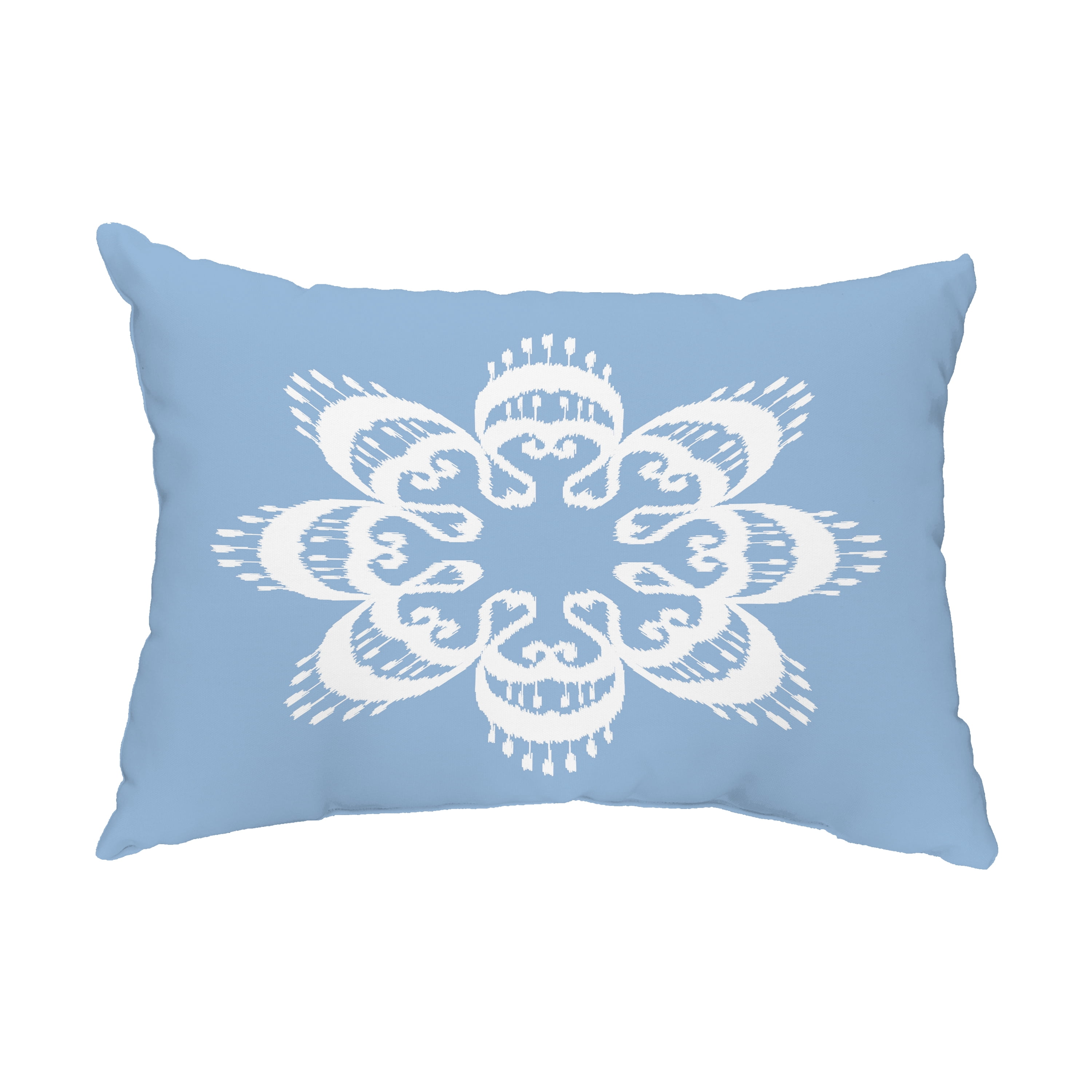 Simply Daisy, 14" x 20" Ikat Mandala Blue Decorative Ikat Outdoor Throw Pillow