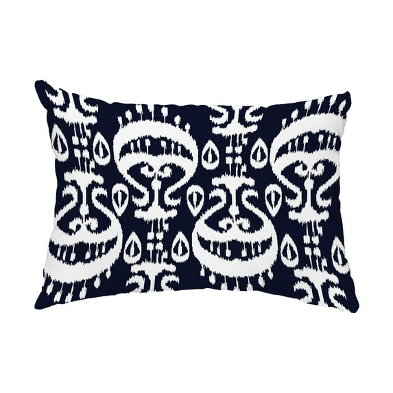 Simply Daisy, 14" x 20" Ikat Navy Blue Decorative Ikat Outdoor Throw Pillow