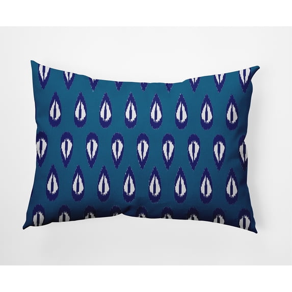 Simply Daisy 14" x 20" Ikat Tears Indoor/Outdoor Polyester Throw Pillow, Autumn Blue