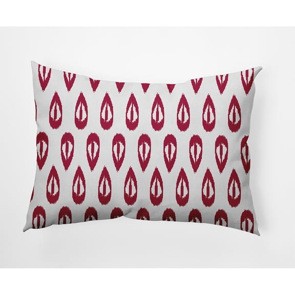 Simply Daisy 14" x 20" Ikat Tears Indoor/Outdoor Polyester Throw Pillow, Cranberry