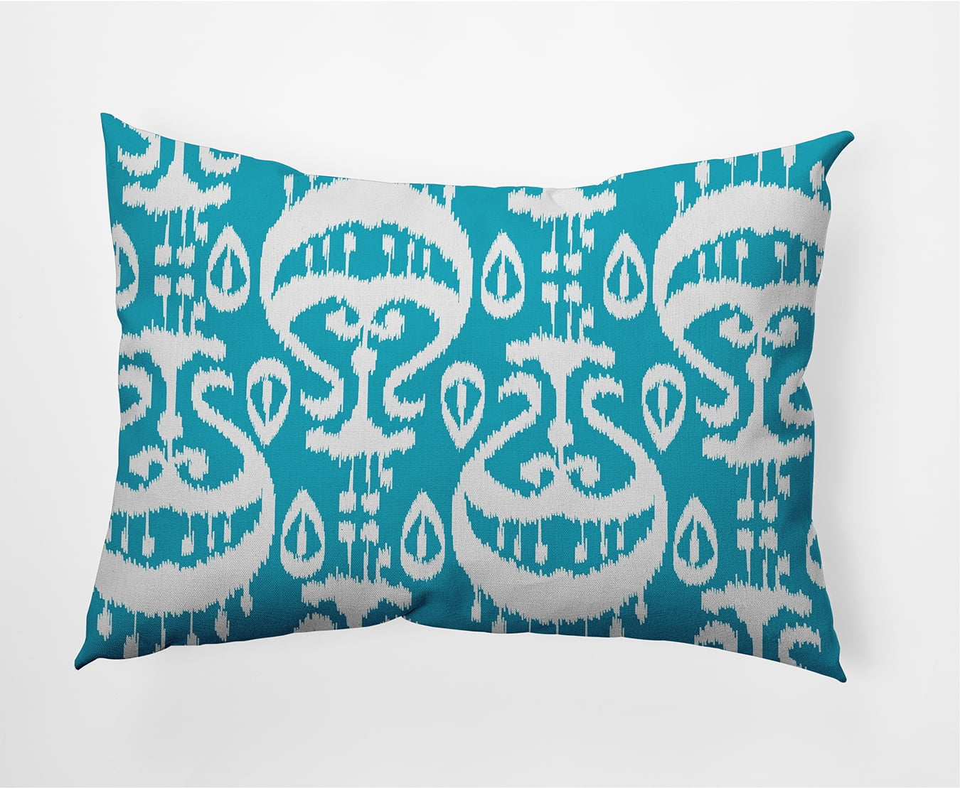 Simply Daisy, 14" x 20" Ikat Turquoise Decorative Ikat Outdoor Throw Pillow