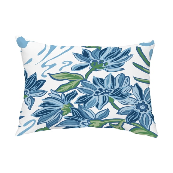 Simply Daisy, 14" x 20" Iona Blue Floral Decorative Outdoor Pillow