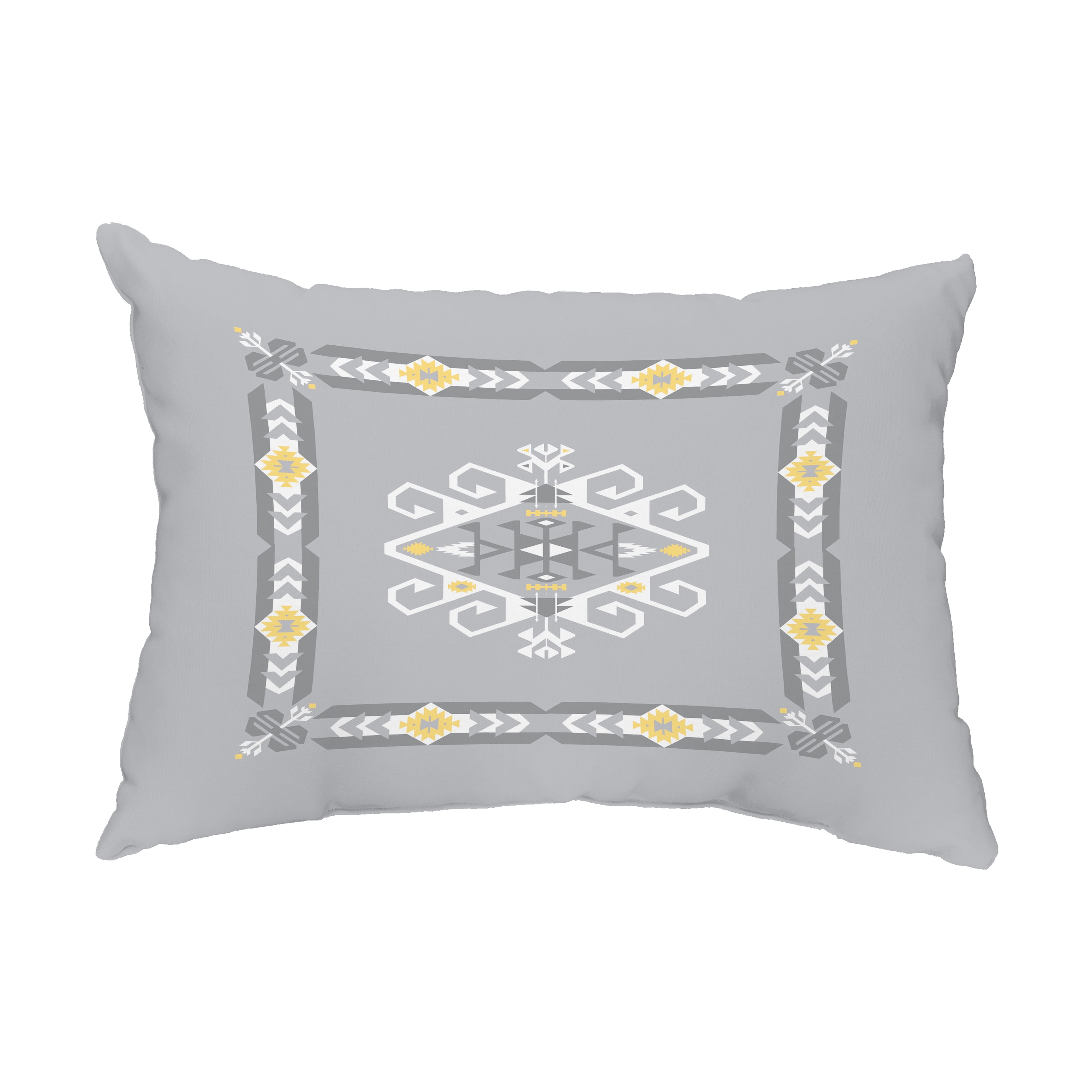 Simply Daisy, 14" x 20" Jodhpur Border 3 Gray Decorative Abstract Outdoor Throw Pillow