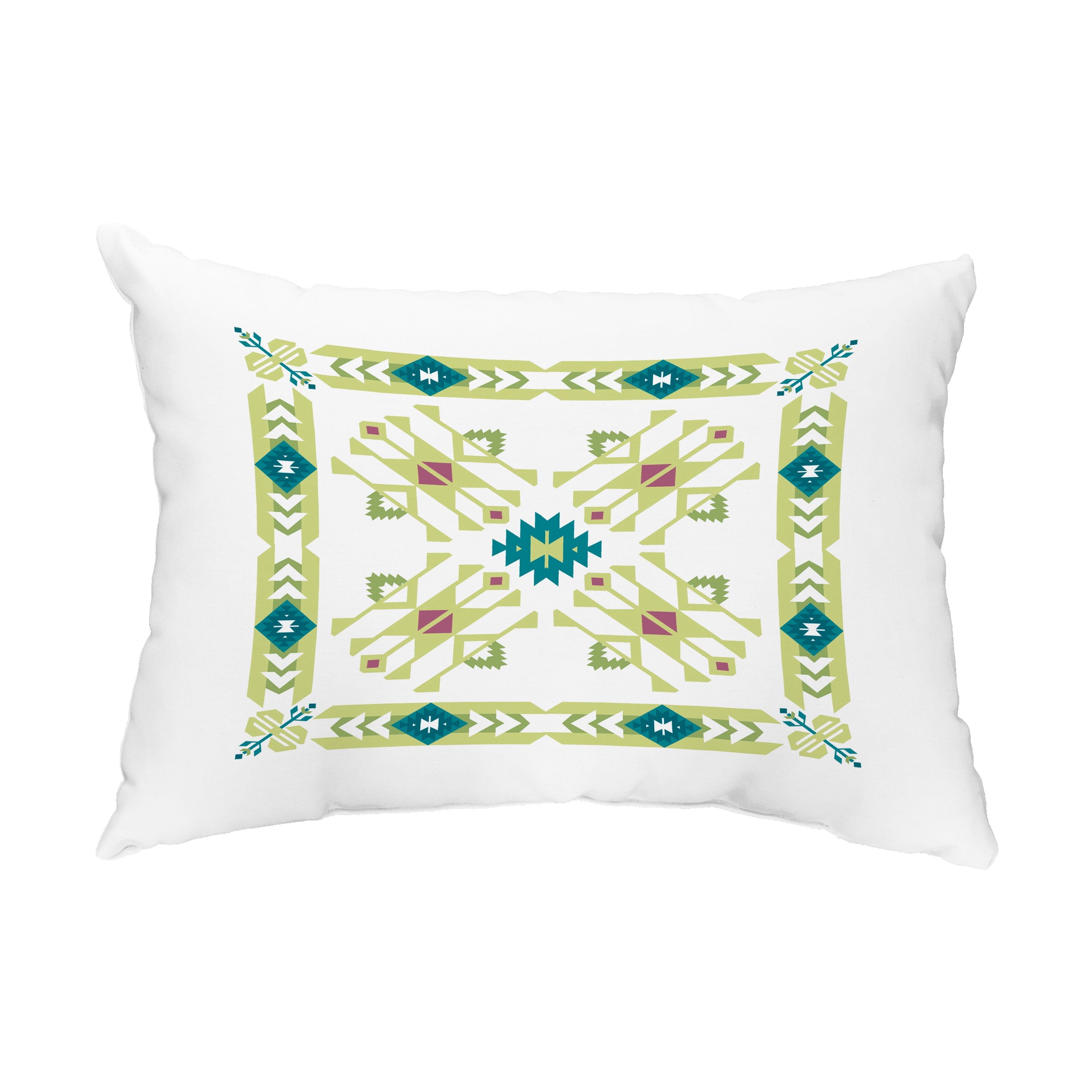 Simply Daisy, 14" x 20" Jodhpur Border 4 Bright Green and Light Green Decorative Geometric Outdoor Throw Pillow