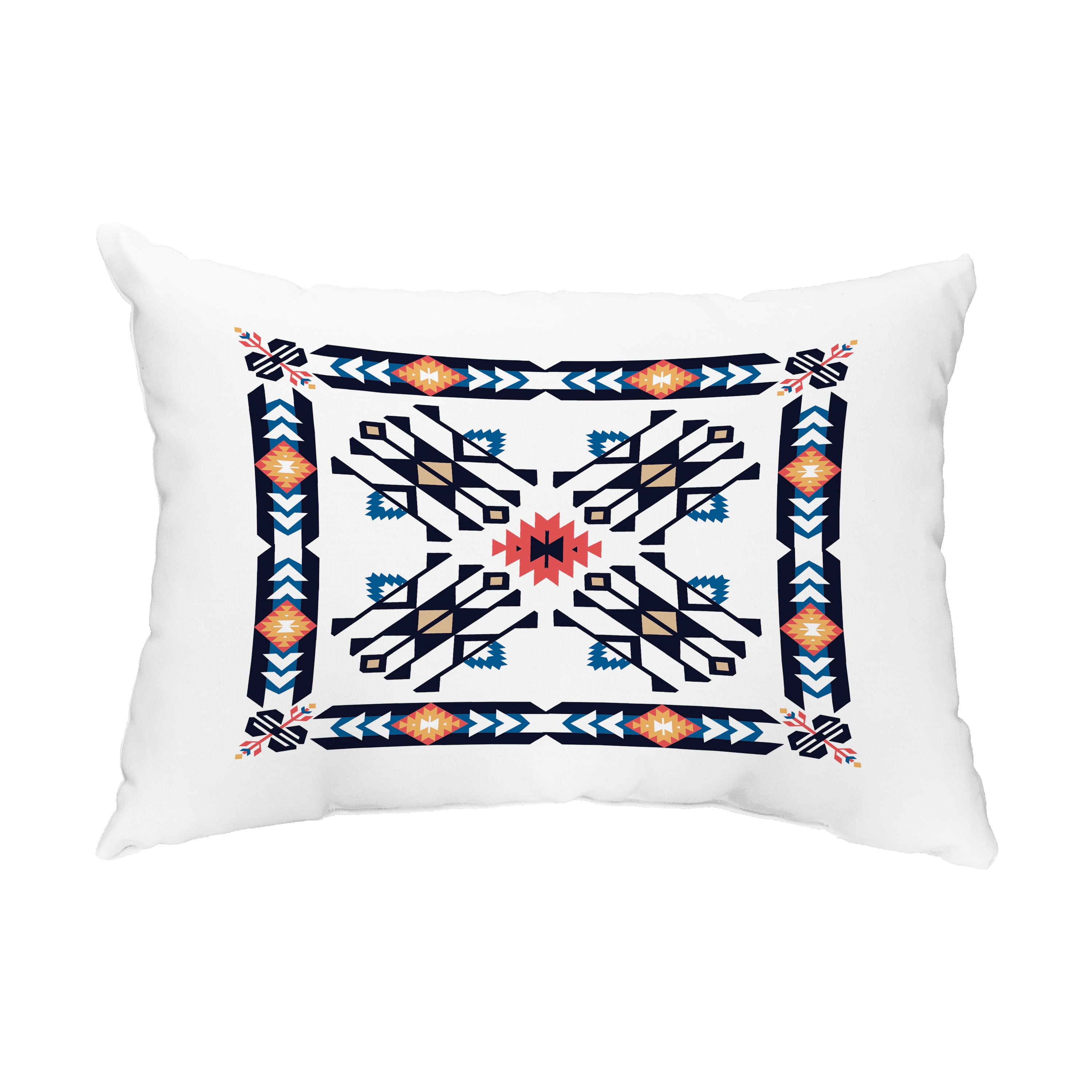 Simply Daisy, 14" x 20" Jodhpur Border 4 Navy Blue and Blue Decorative Geometric Outdoor Throw Pillow