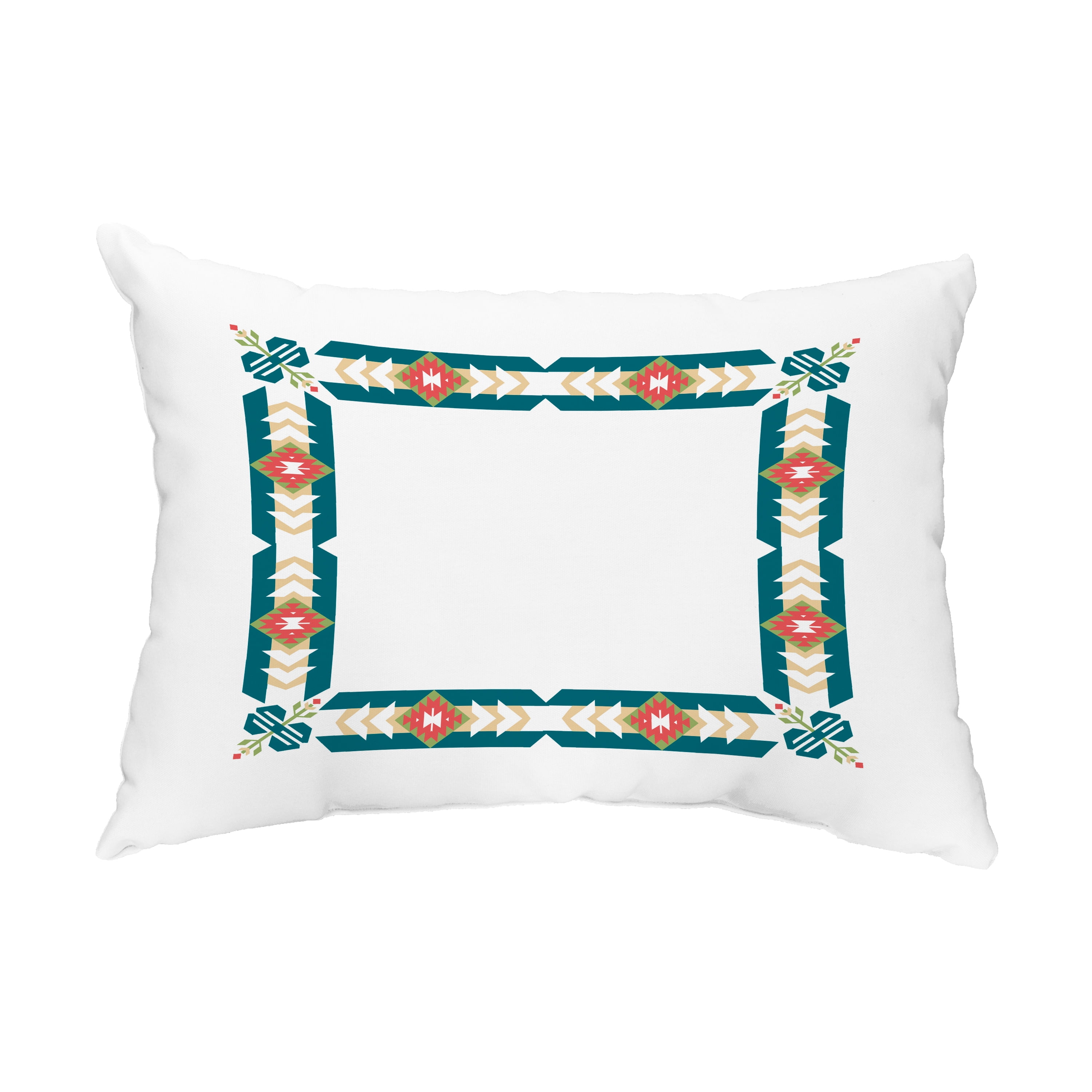 Simply Daisy, 14" x 20" Jodhpur Border Blue and Taupe Decorative Geometric Outdoor Throw Pillow