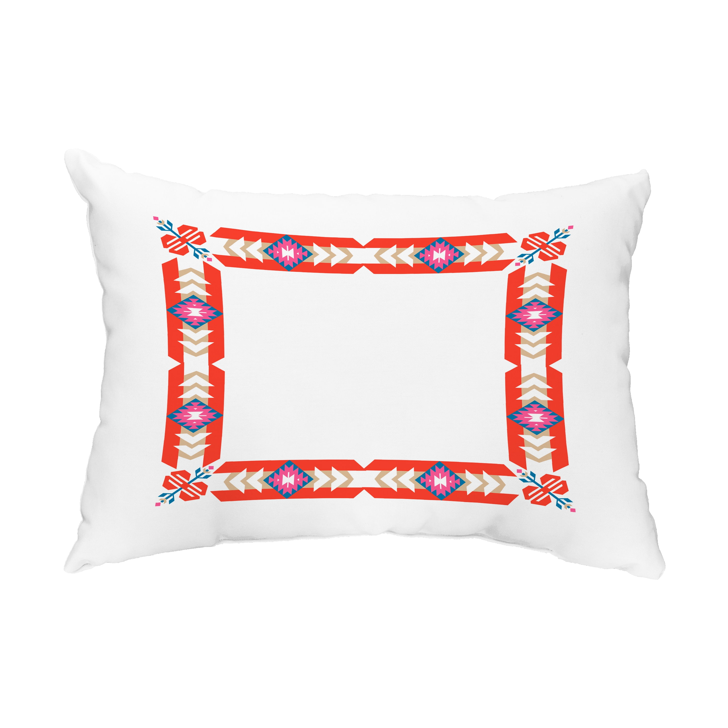 Simply Daisy, 14" x 20" Jodhpur Border Orange and Taupe Decorative Geometric Outdoor Throw Pillow