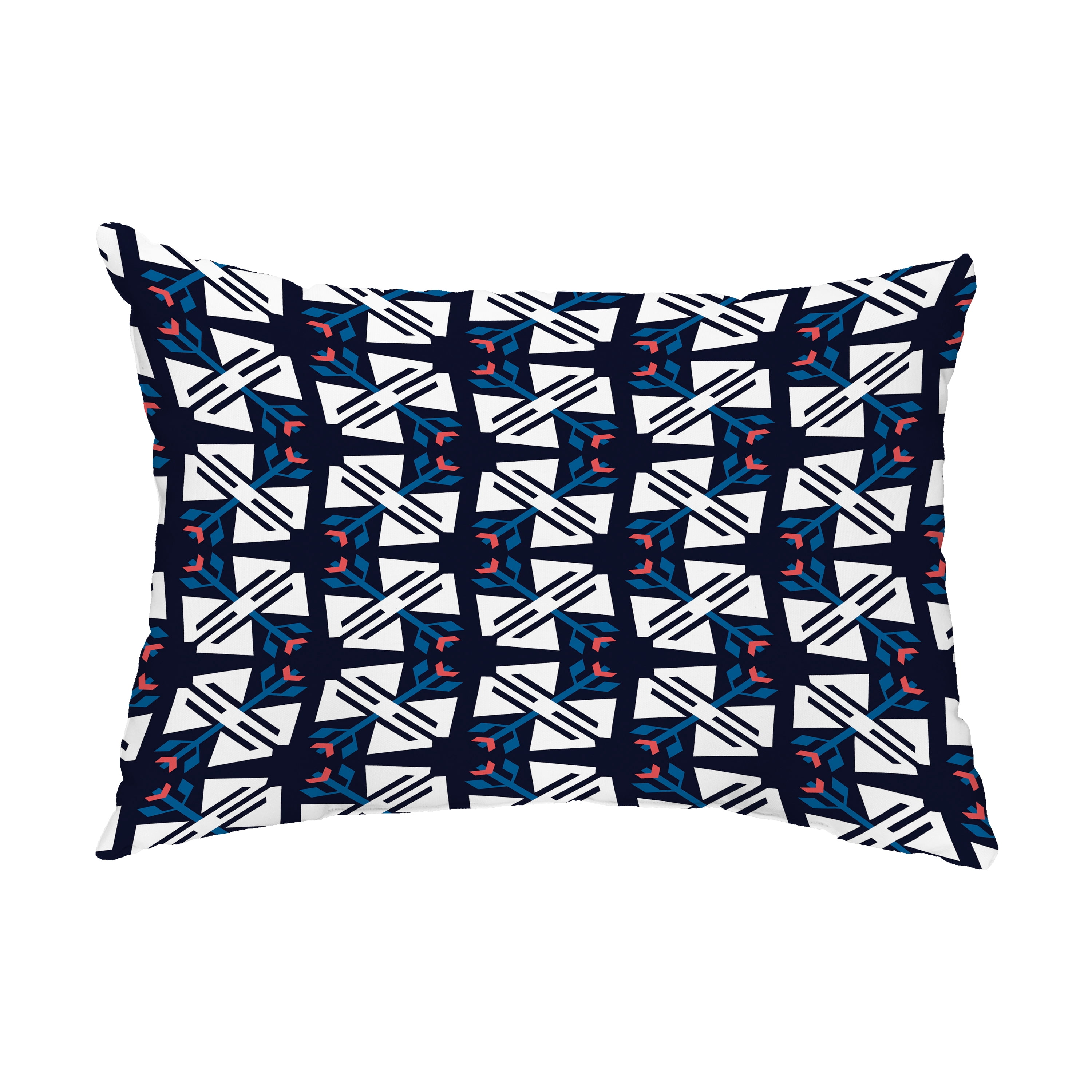 Simply Daisy, 14" x 20" Jodhpur Ditsy Navy Blue Decorative Abstract Outdoor Throw Pillow
