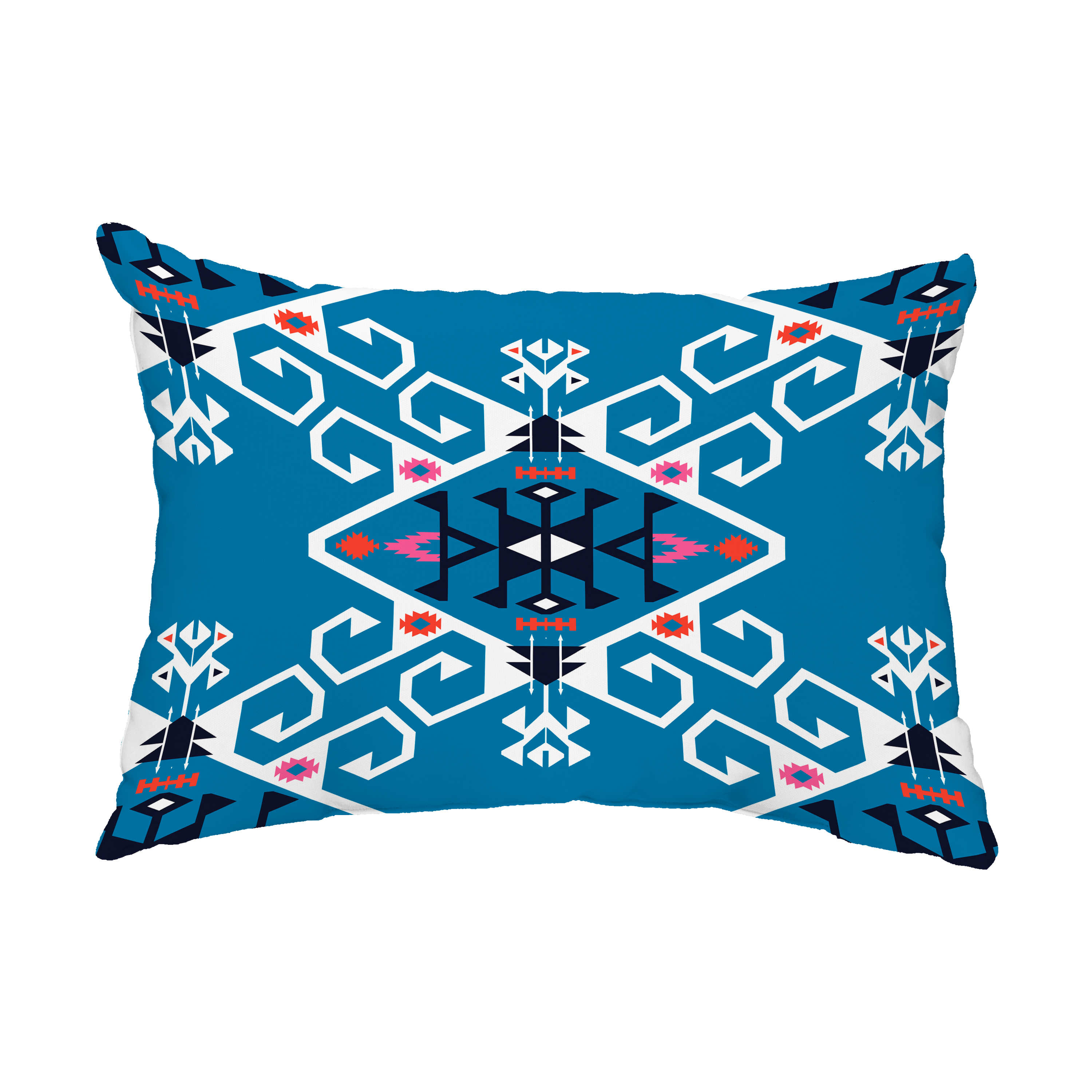 Simply Daisy, 14" x 20" Jodhpur Medallion Blue Decorative Abstract Outdoor Throw Pillow