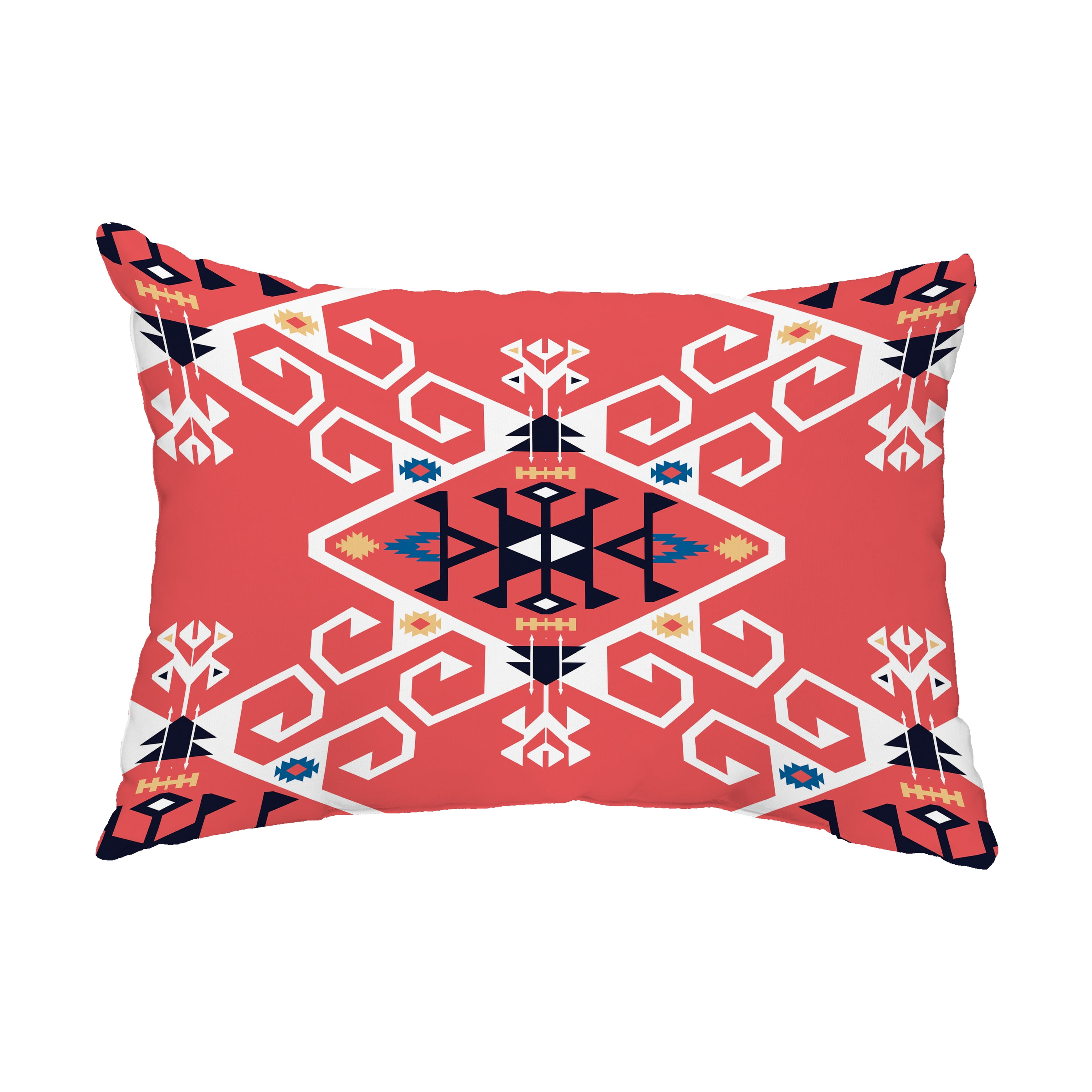 Simply Daisy, 14" x 20" Jodhpur Medallion Coral Decorative Abstract Outdoor Throw Pillow