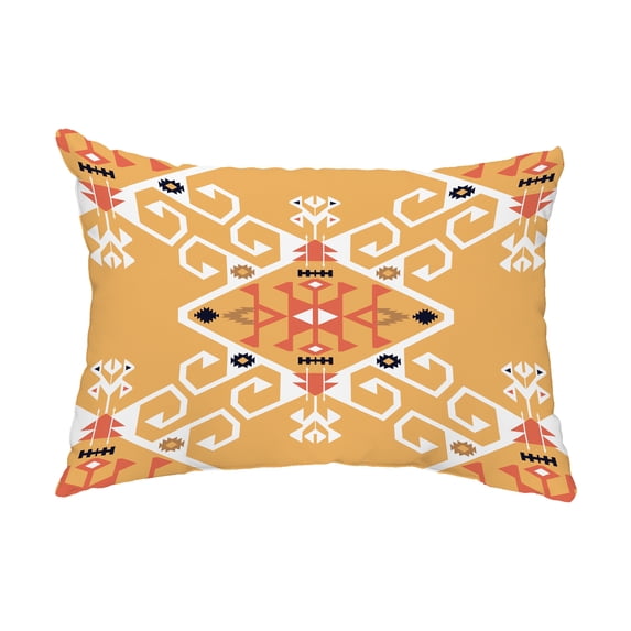 Simply Daisy, 14" x 20" Jodhpur Medallion Gold Decorative Abstract Outdoor Throw Pillow