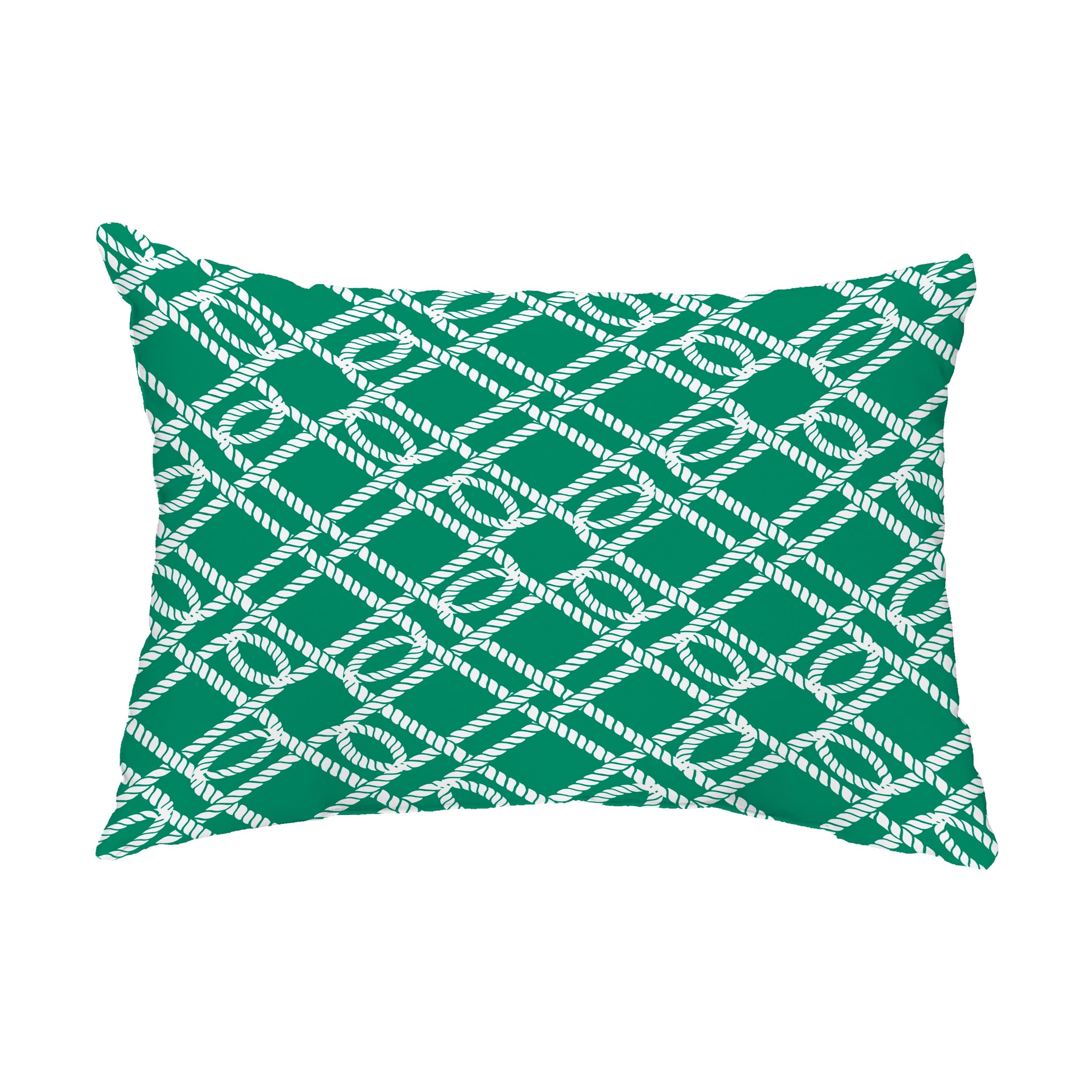 Simply Daisy, 14" x 20" Know the Ropes Green Decorative Nautical Outdoor Pillow