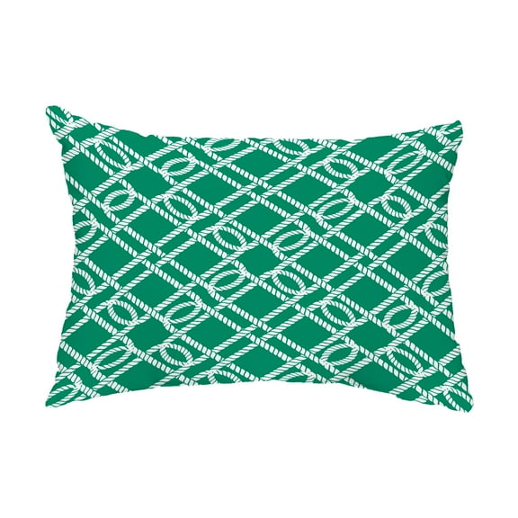 Simply Daisy, 14" x 20" Know the Ropes Green Decorative Nautical Outdoor Pillow