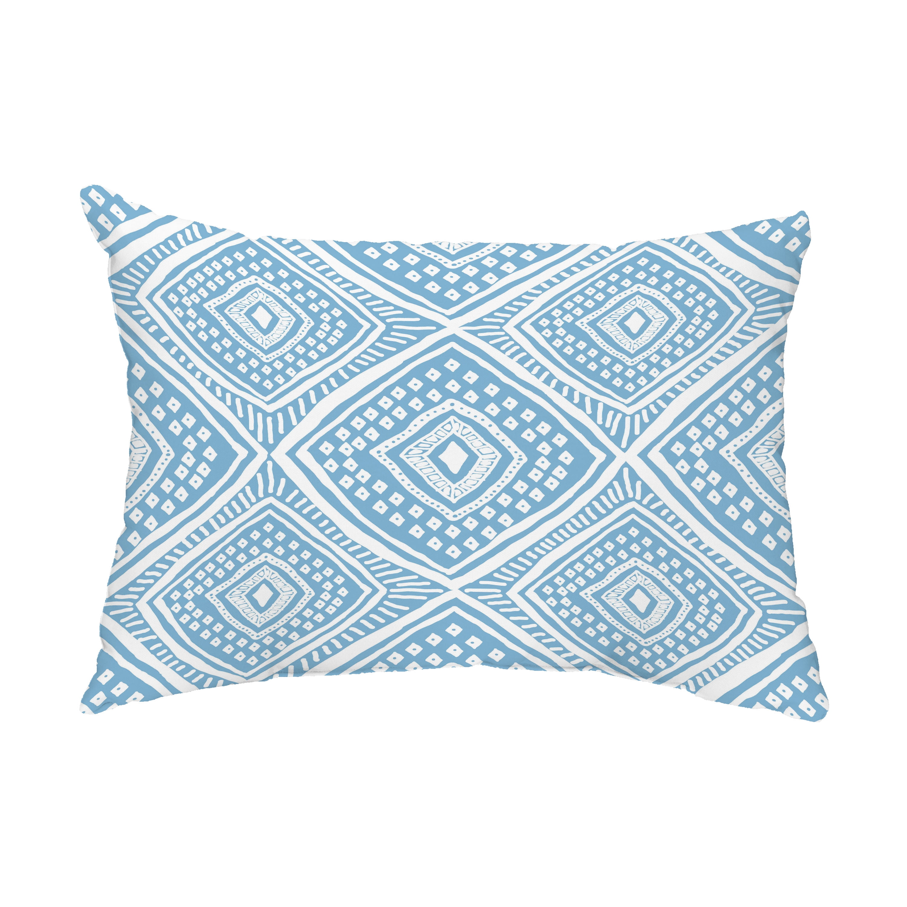 Simply Daisy, 14" x 20" L'll Diamond Jill Blue Abstract Decorative Outdoor Pillow