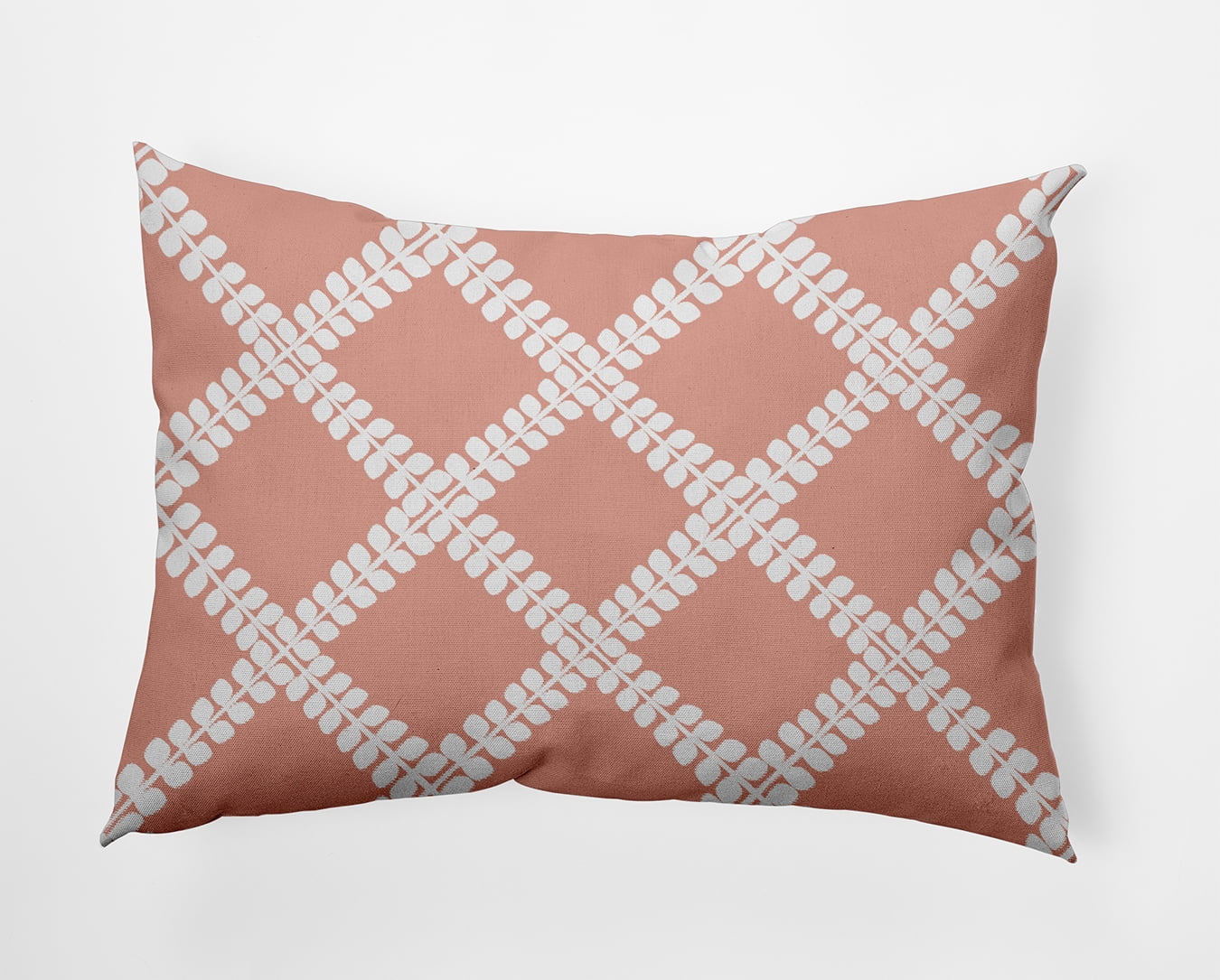 Simply Daisy 14" x 20" Leaf Plaid Decorative Throw Pillow, Soft Coral (1 count)