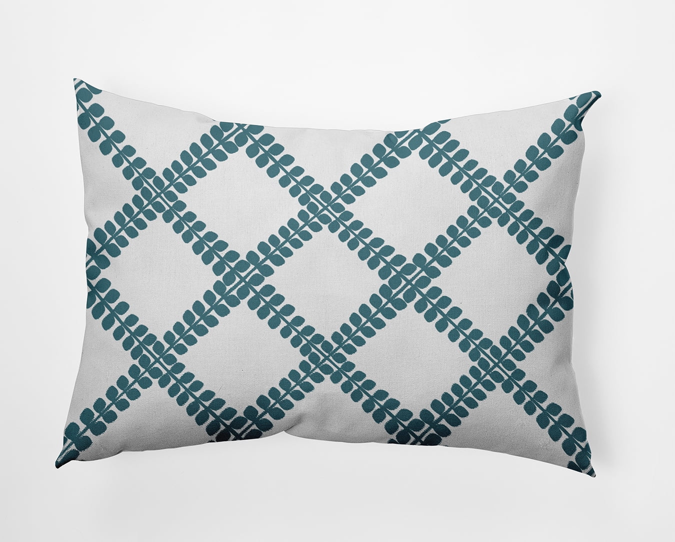 Simply Daisy 14" x 20" Leaf Plaid Indoor/Outdoor Throw Pillow, Mineral Blue (1 count)