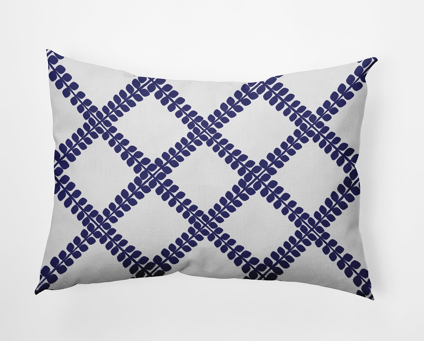 Simply Daisy 14" x 20" Leaf Plaid Indoor/Outdoor Throw Pillow, Purplish Blue (1 count)