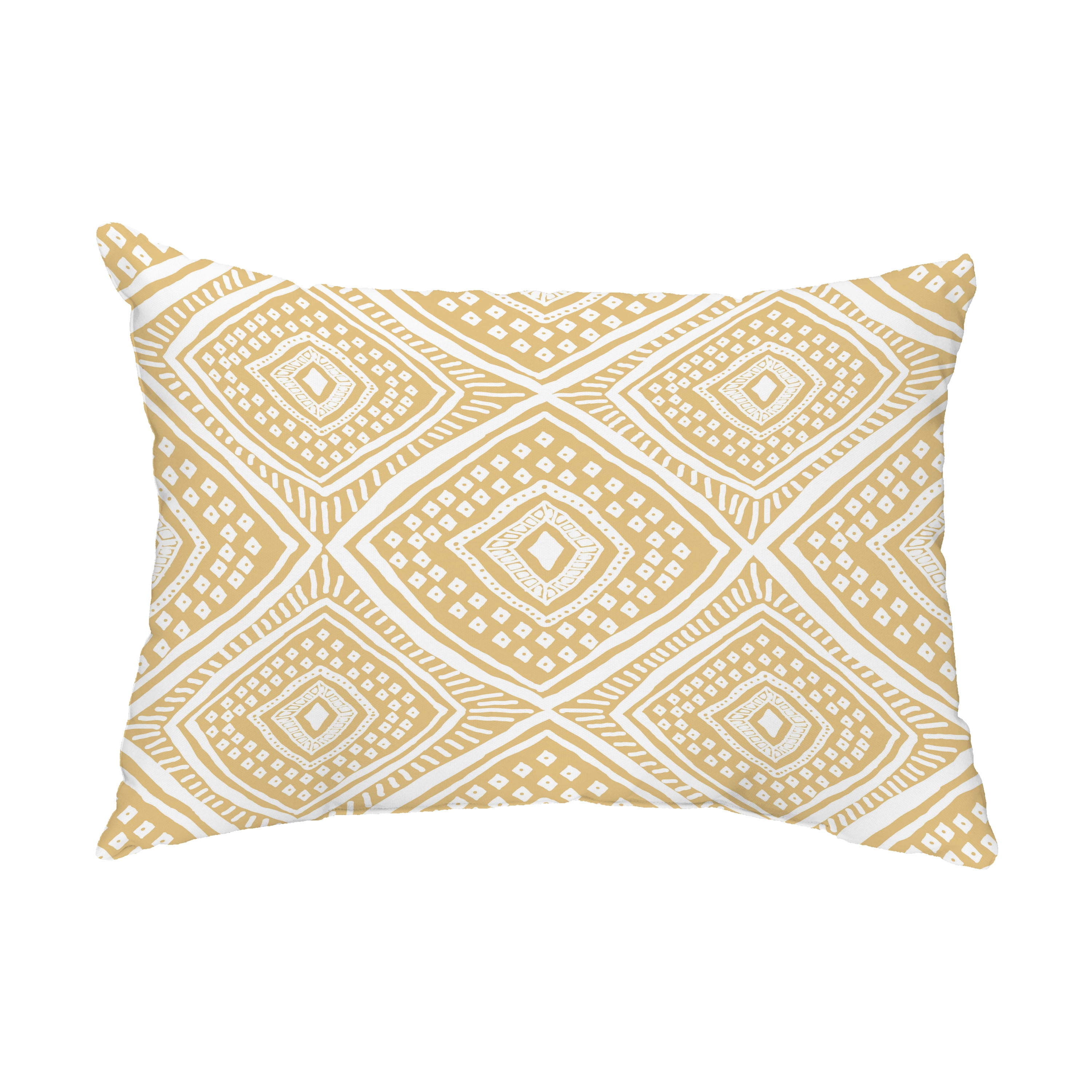 Simply Daisy, 14" x 20" Li'll Diamond Jill Yellow Abstract Decorative Outdoor Pillow