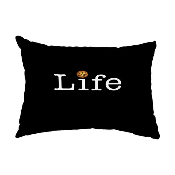 Simply Daisy, 14" x 20" Life + Ball Black Decorative Word Outdoor Pillow
