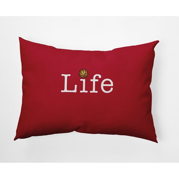 Simply Daisy, 14" x 20" Life + Ball Red Decorative Word Outdoor Pillow