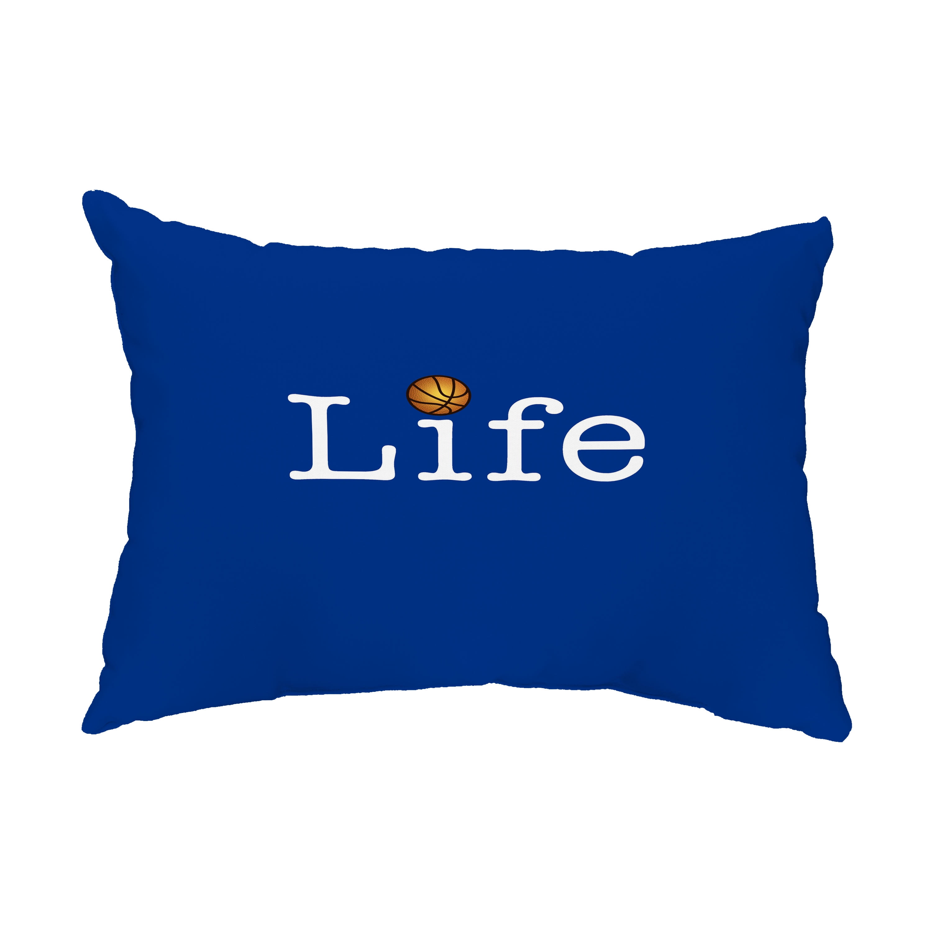 Simply Daisy, 14" x 20" Life + Ball Royal Blue Decorative Word Outdoor Pillow