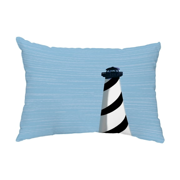 Simply Daisy, 14" x 20" Light House Black Decorative Nautical Outdoor Pillow
