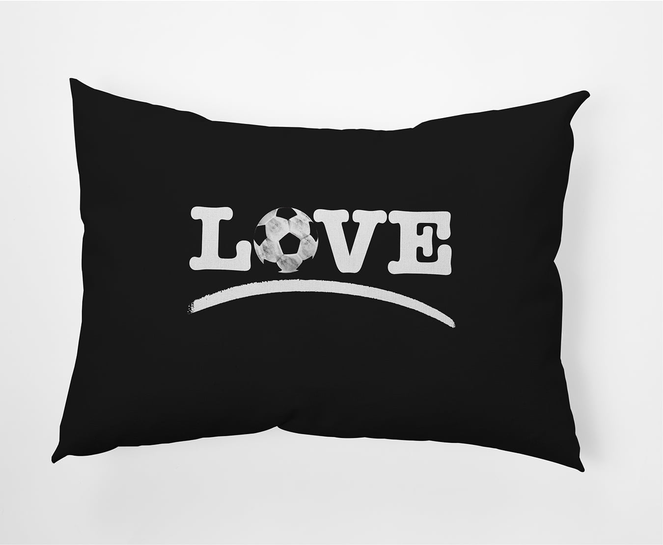Simply Daisy, 14" x 20" Love Soccer Black Decorative Word Outdoor Pillow