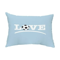 Simply Daisy, 14" x 20" Love Soccer Light Blue Decorative Word Outdoor Pillow