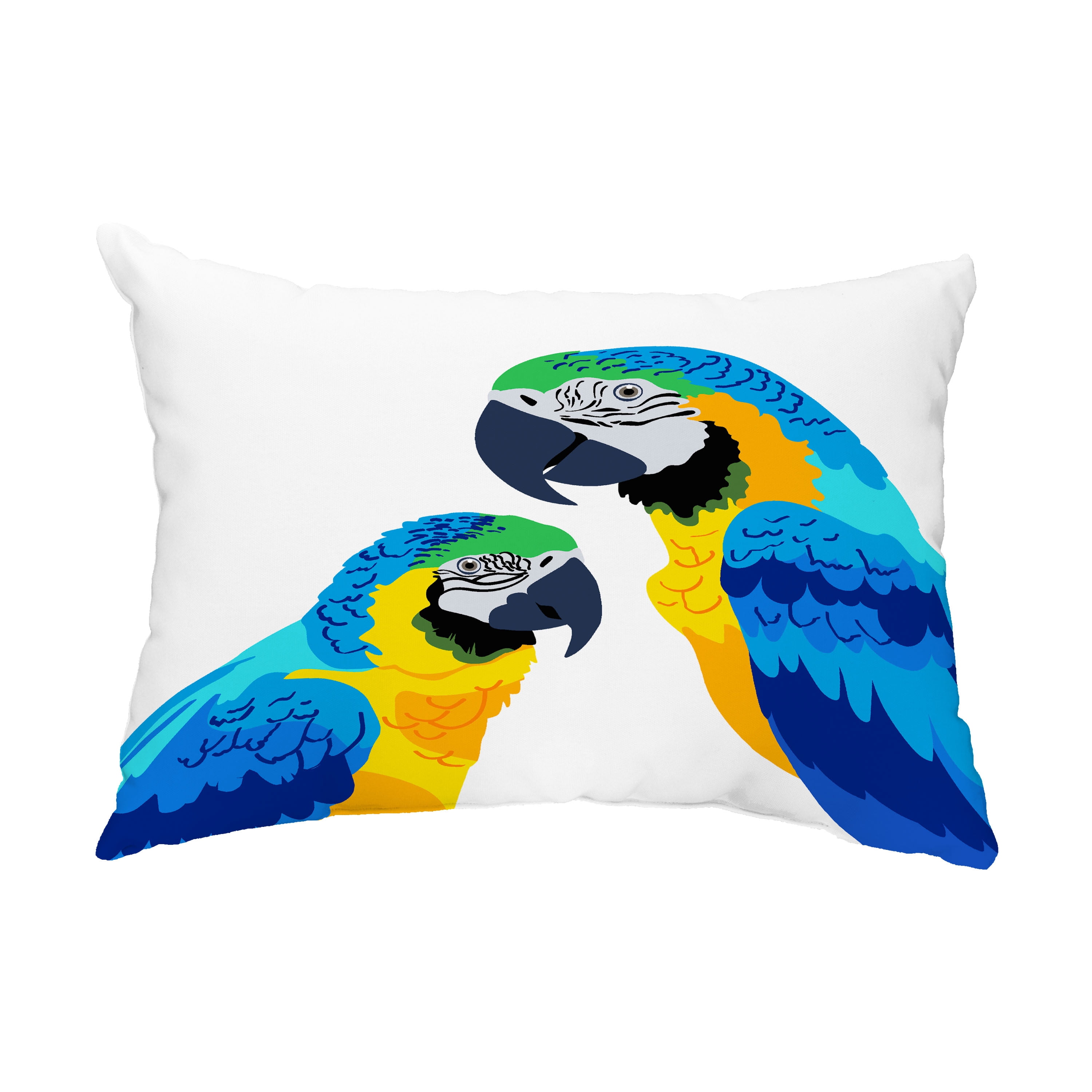 Simply Daisy, 14" x 20" Macaw Close Up Mid Blue Coastal Decorative Outdoor Pillow