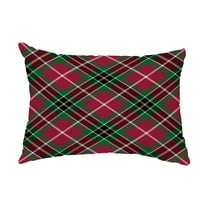 Simply Daisy, 14" x 20" Mad for Plaid Red Holiday Print Decorative Outdoor Throw Pillow