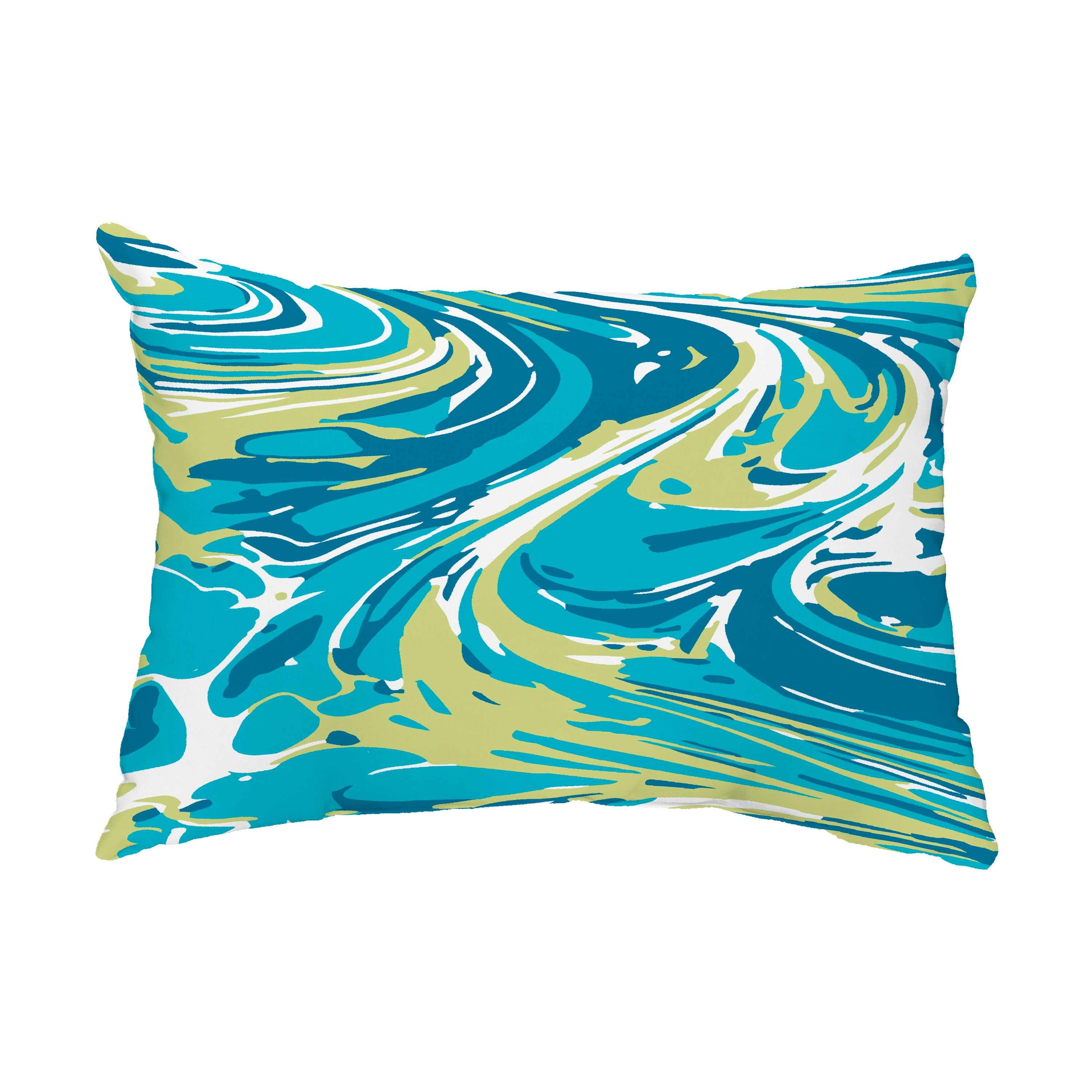 Simply Daisy, 14" x 20" Marble Blend Turquoise Decorative Abstract Outdoor Throw Pillow