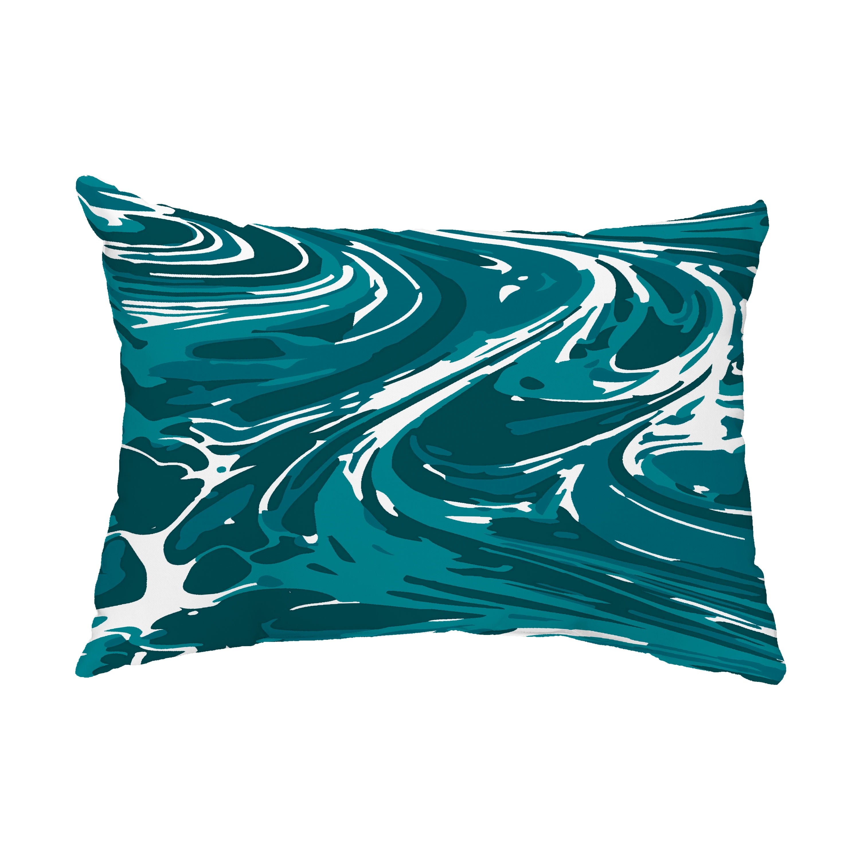 Simply Daisy, 14" x 20" Marble Teal Decorative Abstract Outdoor Throw Pillow