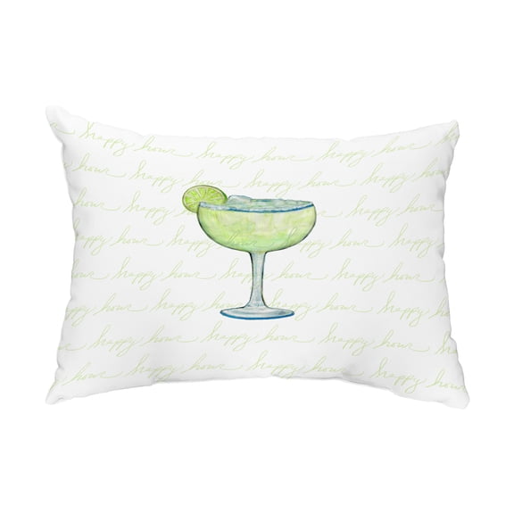 Simply Daisy, 14" x 20" Margarita Text Fade Happy Hour Light Green Abstract Decorative Outdoor Pillow