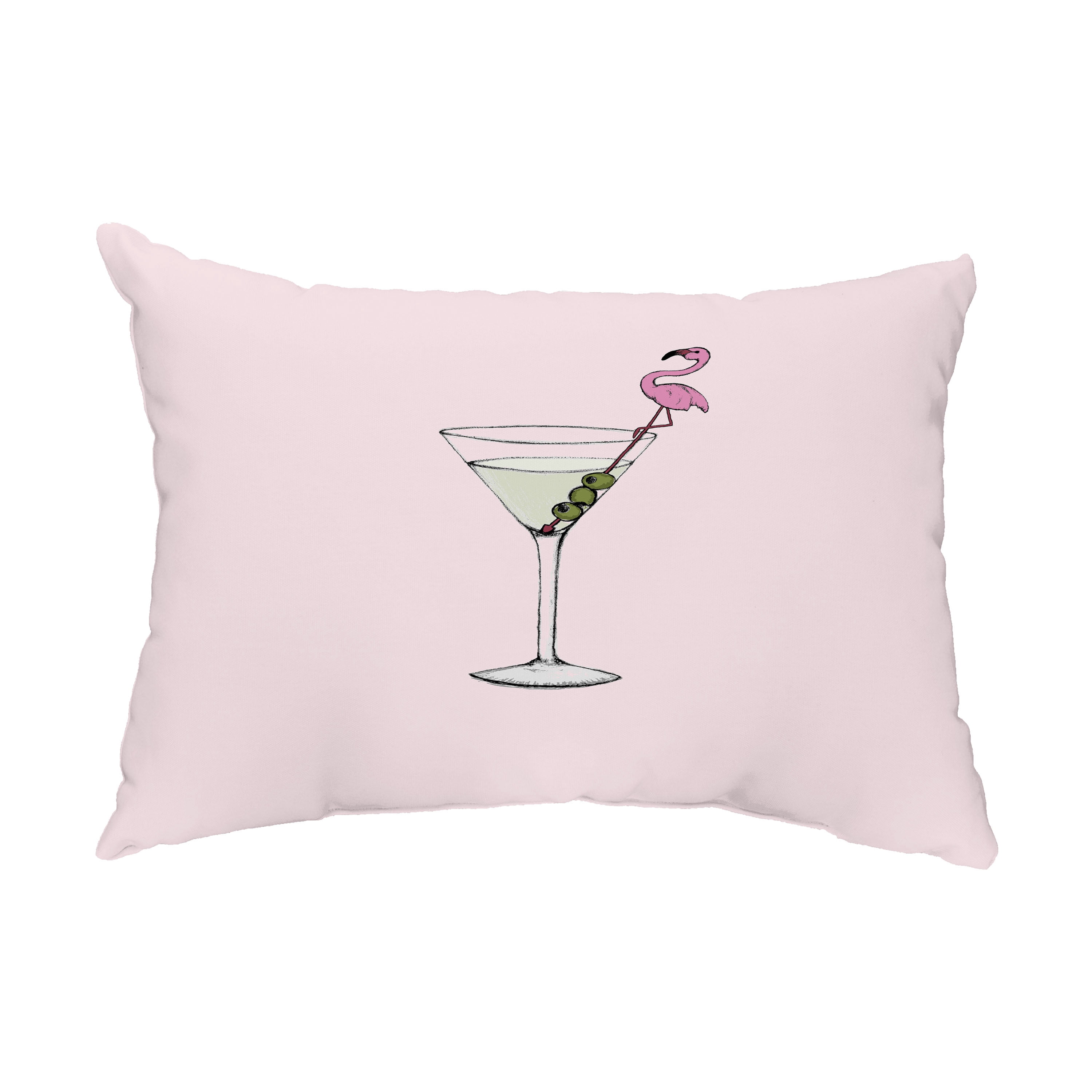 Simply Daisy, 14" x 20" Martini Glass Flamingo Pink Abstract Decorative Outdoor Pillow