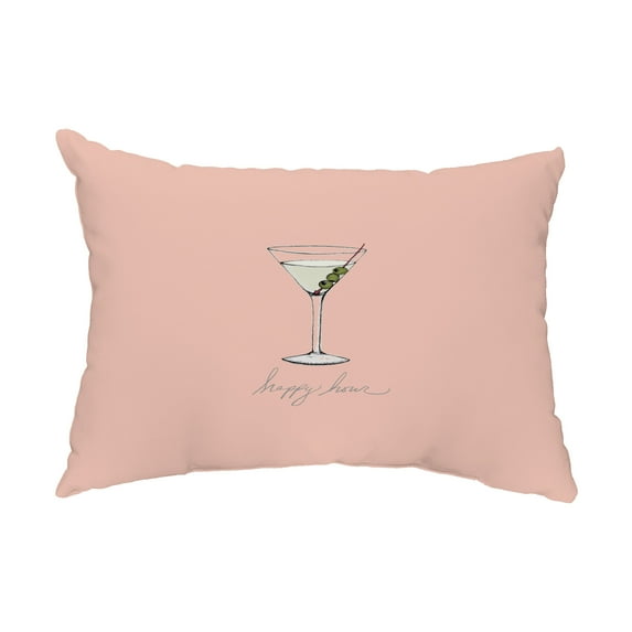 Simply Daisy, 14" x 20" Martini Glass Happy Hour Coral Abstract Decorative Outdoor Pillow