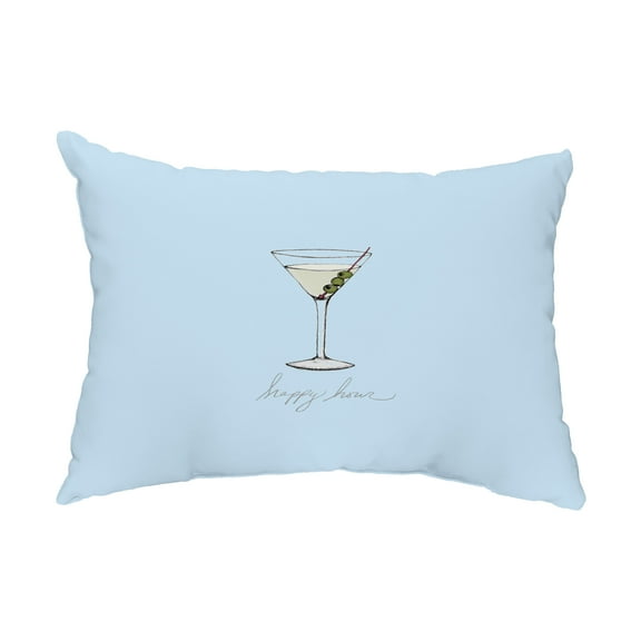 Simply Daisy, 14" x 20" Martini Glass Happy Hour Pale Blue Abstract Decorative Outdoor Pillow