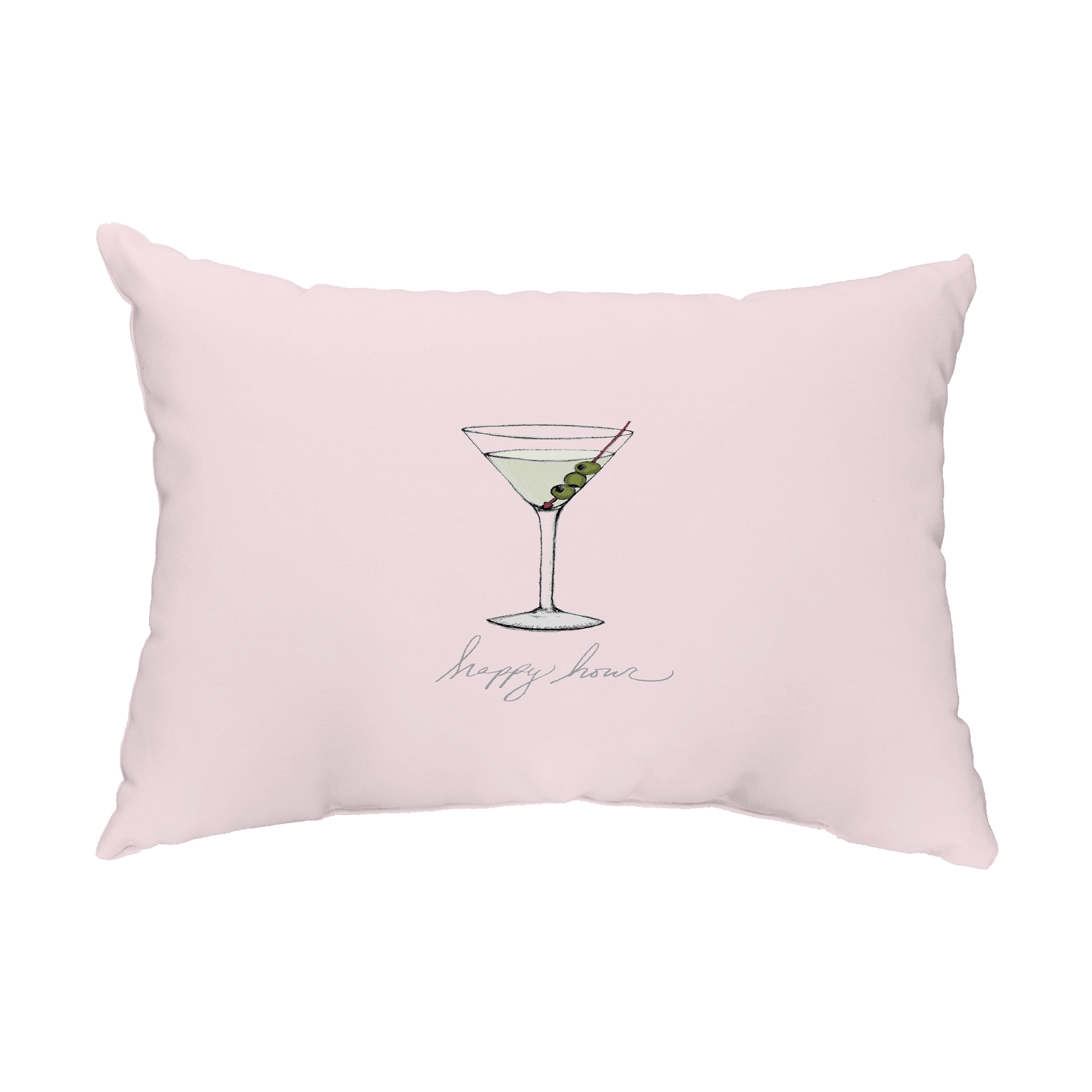 Simply Daisy, 14" x 20" Martini Glass Happy Hour Pink Abstract Decorative Outdoor Pillow