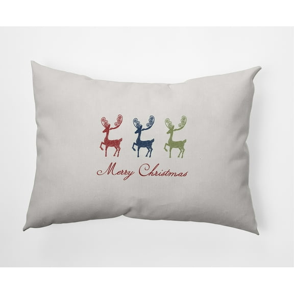 Simply Daisy 14" x 20" Merry Christmas Reindeer Outdoor Throw Pillow